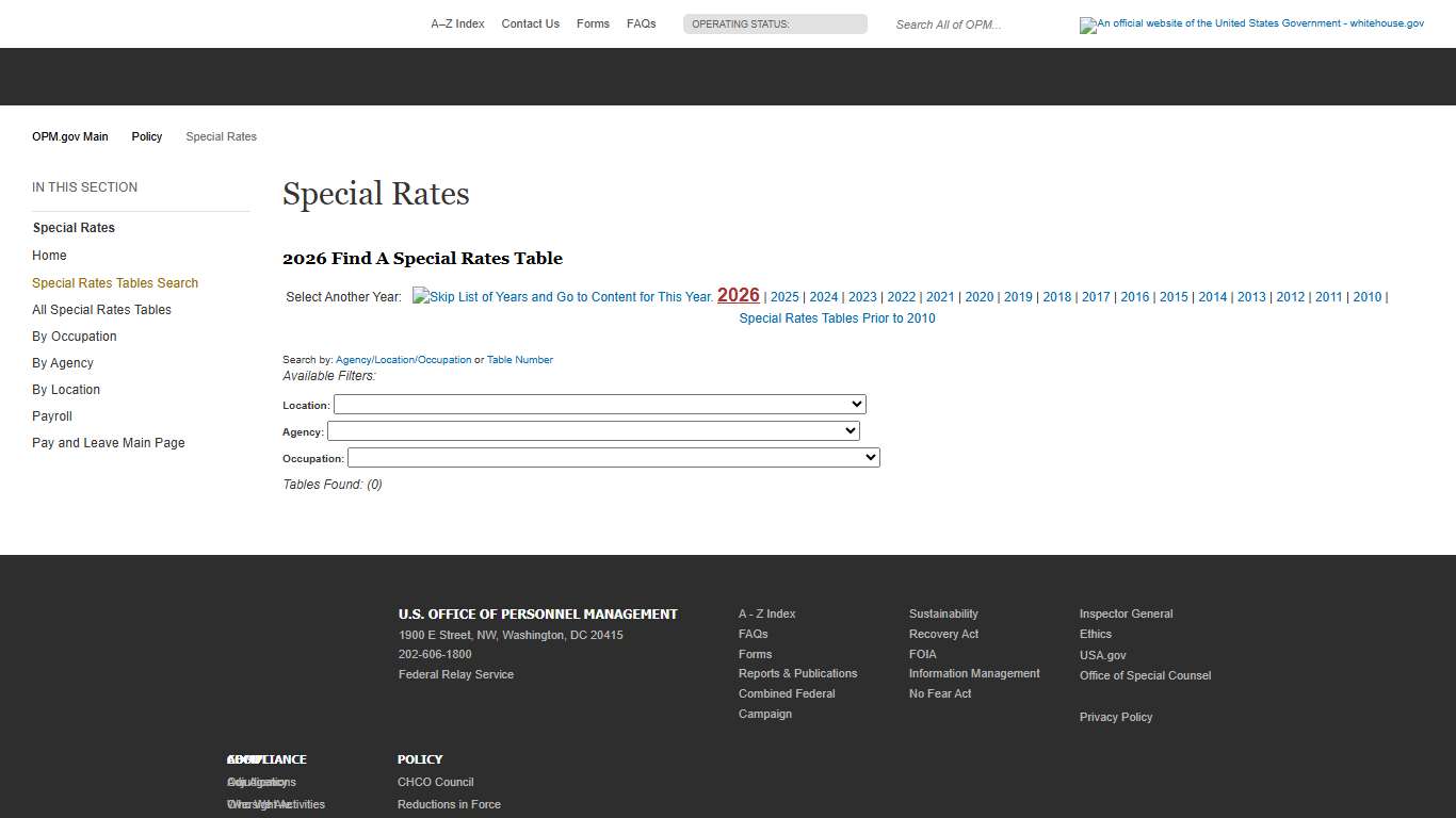 Special Rates - OPM.gov