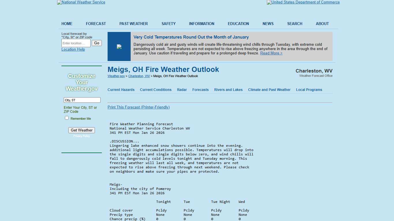 Meigs, OH Fire Weather Outlook