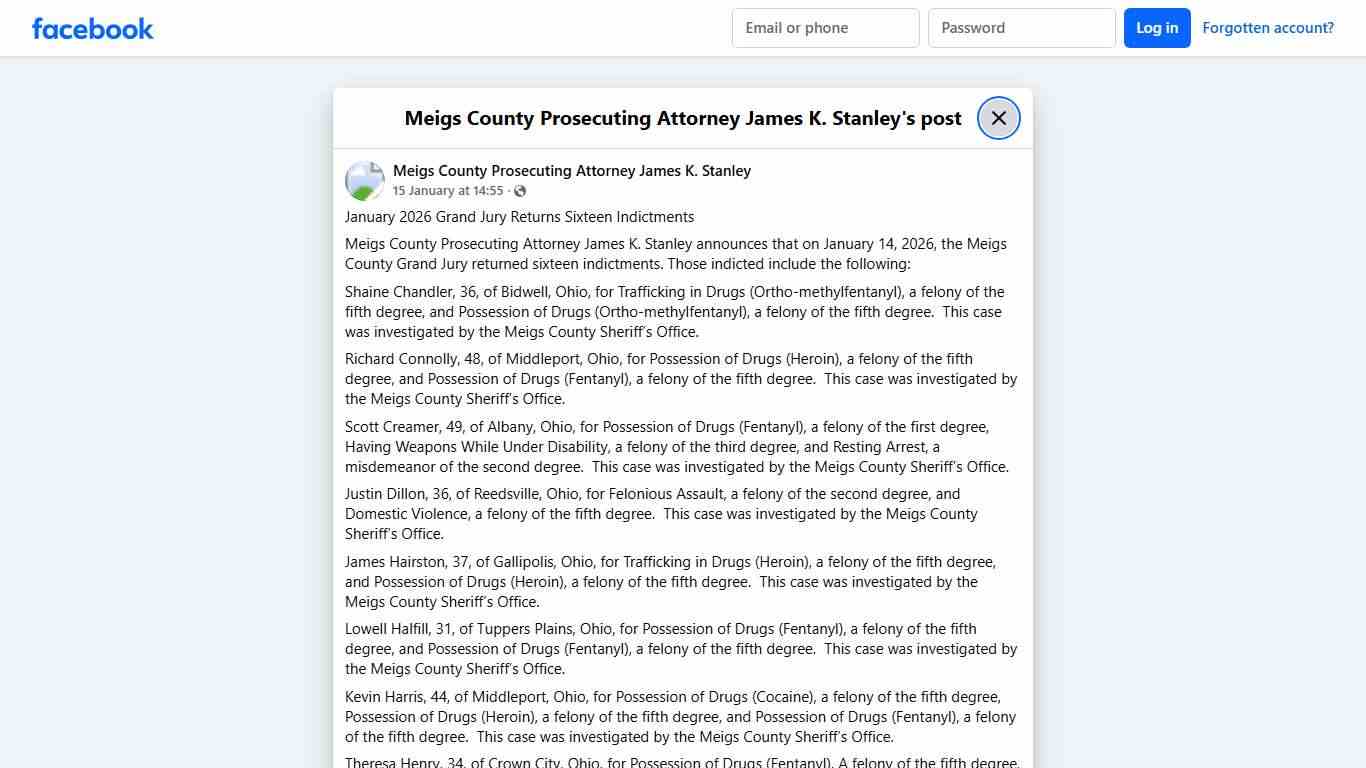 Januar... - Meigs County Prosecuting Attorney James K. Stanley Facebook
